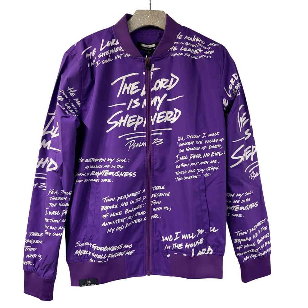 316 Collection Purple Bomber Jacket Small The Lord Is My Shepherd